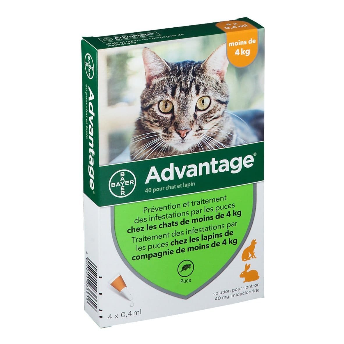 Advantage 40 pour chat et lapin 4x0,4 ml Pipette(S) Unidose(S) view 2