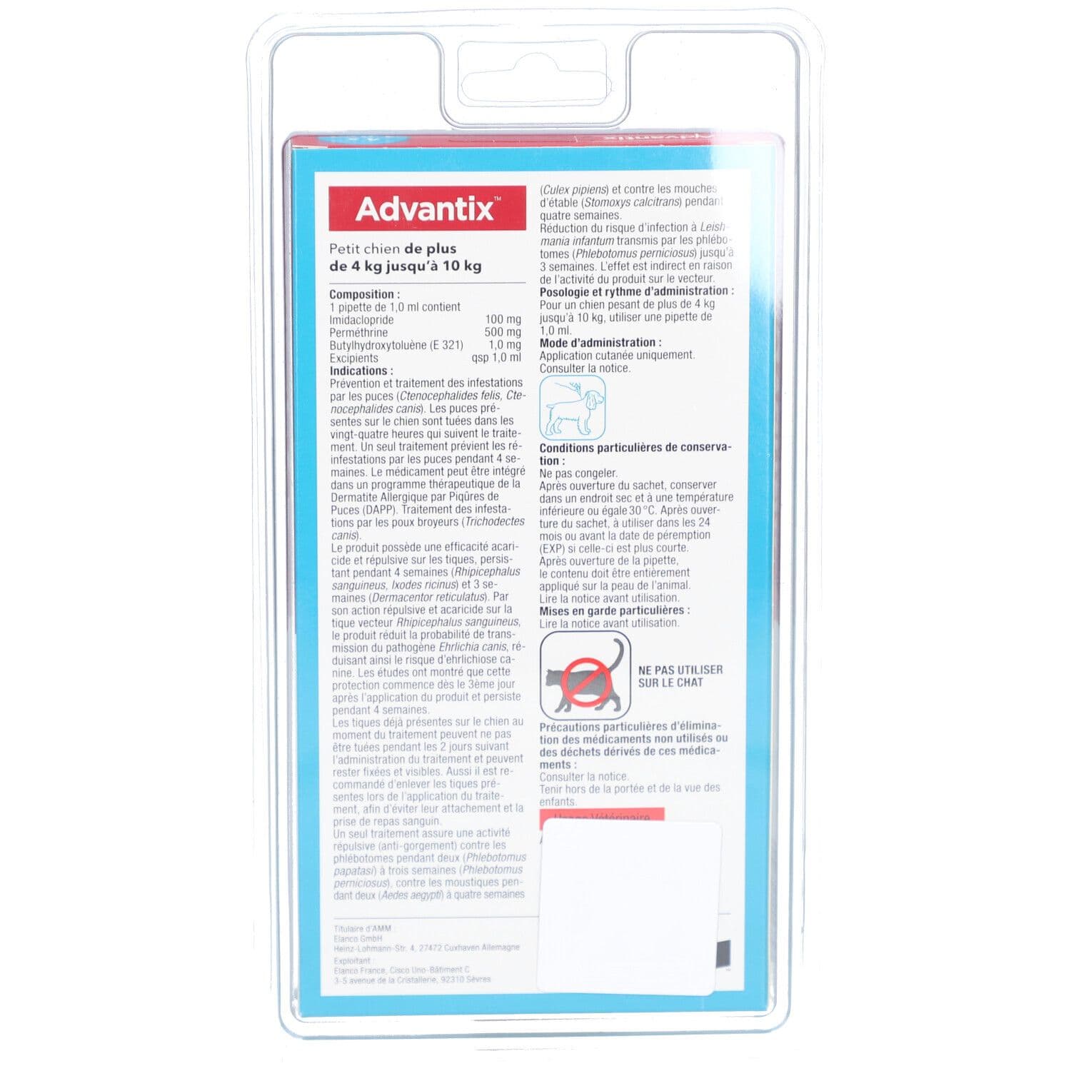 Advantix Petit chien de 4 kg - 10 kg 4 pc(s) Pipette(S) Unidose(S) view 2