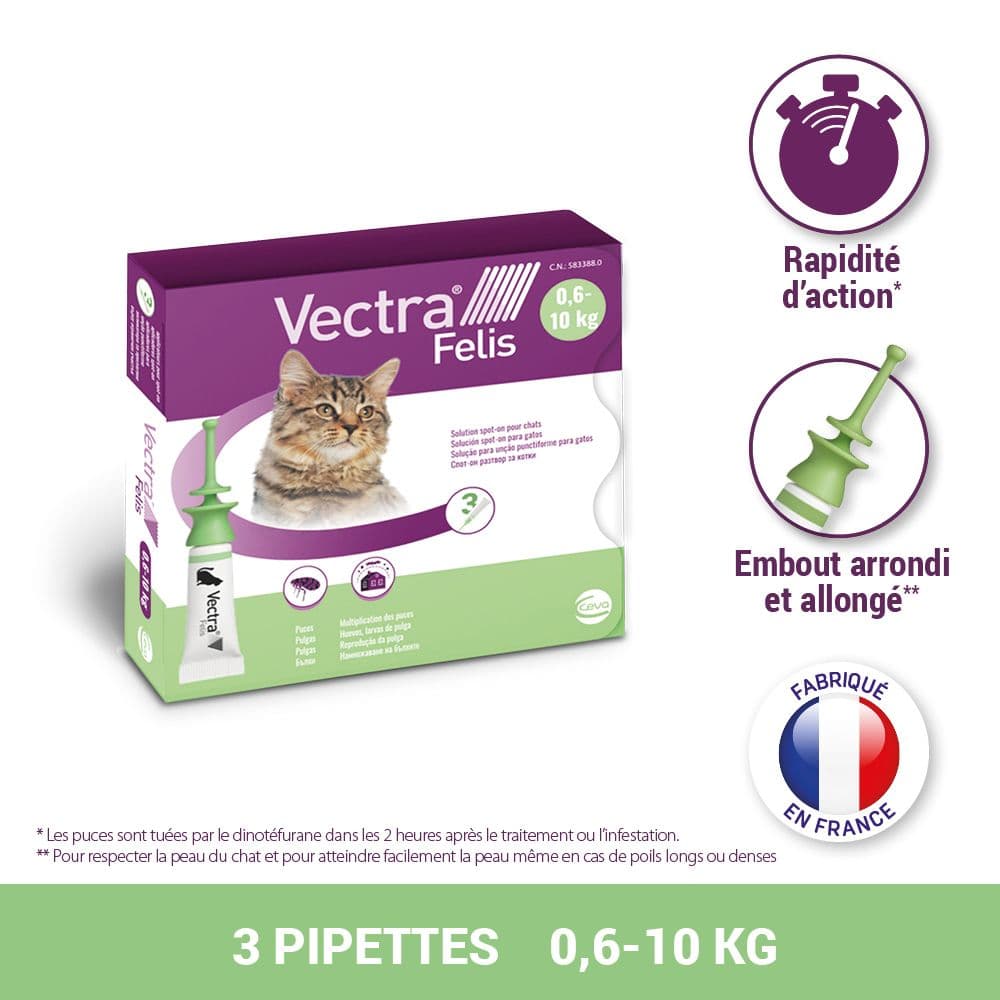 Vectra® Felis solution spot-on pour chats - 3 pipettes 3 ml Pipette(S) Unidose(S) view 2