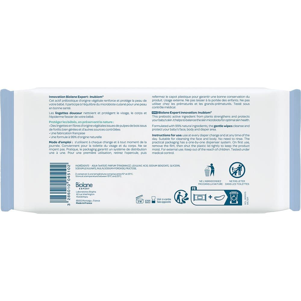 Biolane Expert Lingettes Douceur - Nettoient & Protègent - Peaux Sensibles - 72 lingettes 72 pc(s) Lingette(S) view 2
