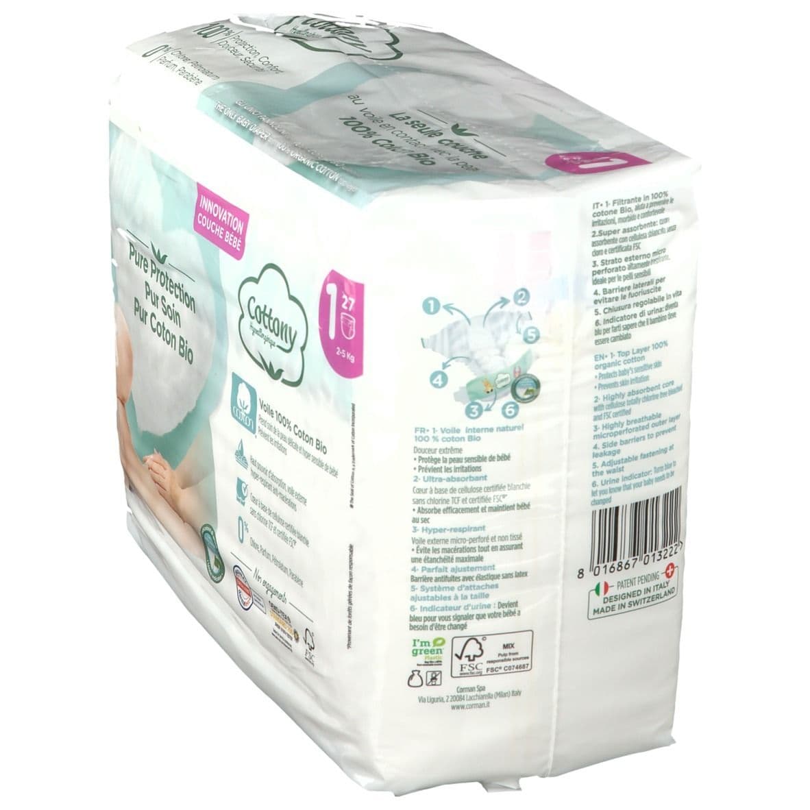 Cottony Couches Bébé Taille 1 (2-5 kg) 27 pc(s) Couches view 2