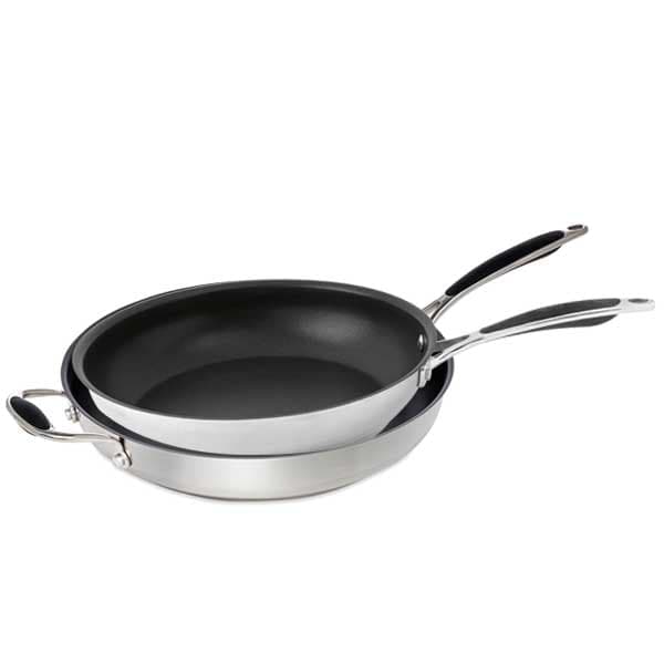 Lot de 2 poêles inox antiadhérentes Excell'Inox 28 et 32 cm Mathon