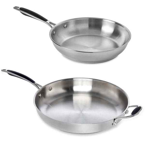 Lot 2 poêles tout inox Excell'Inox 24 et 32 cm Mathon