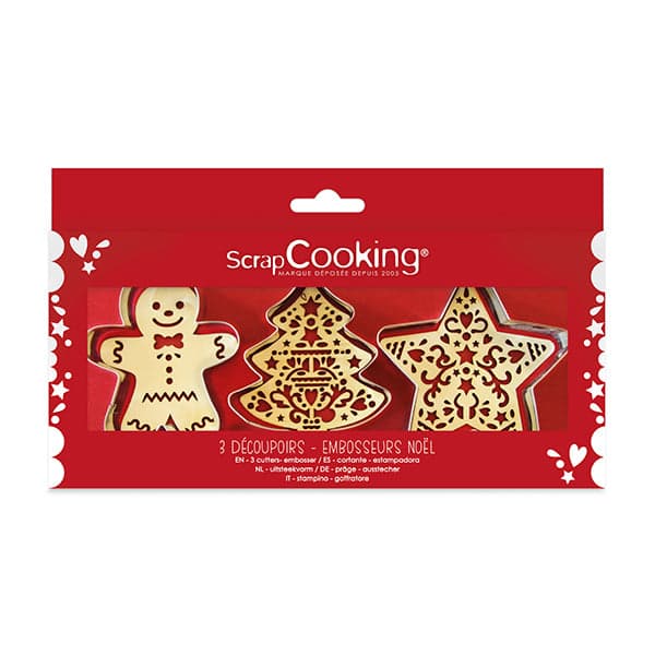 3 emporte-pièces et embosseurs Noël Scrapcooking