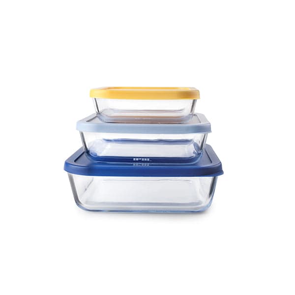 Set de 3 boîtes carrées en verre  Ibili