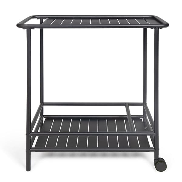 Desserte de jardin à roulettes en métal noir  Livoo