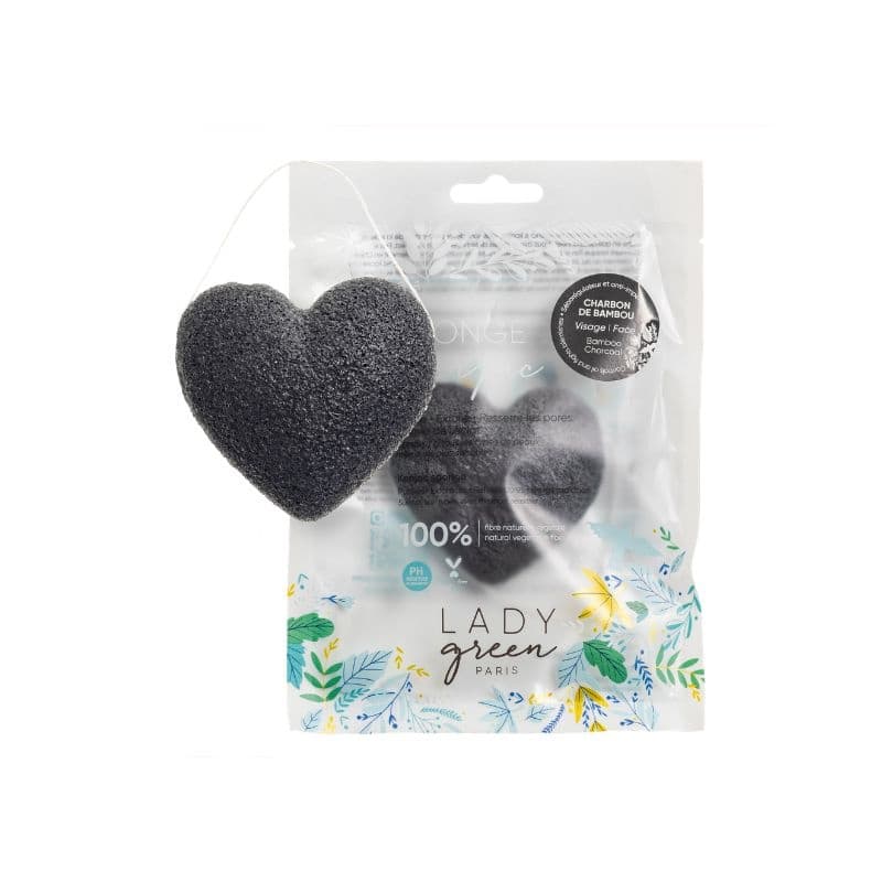 Lady Green Éponge visage Konjac au charbon 1 pièce