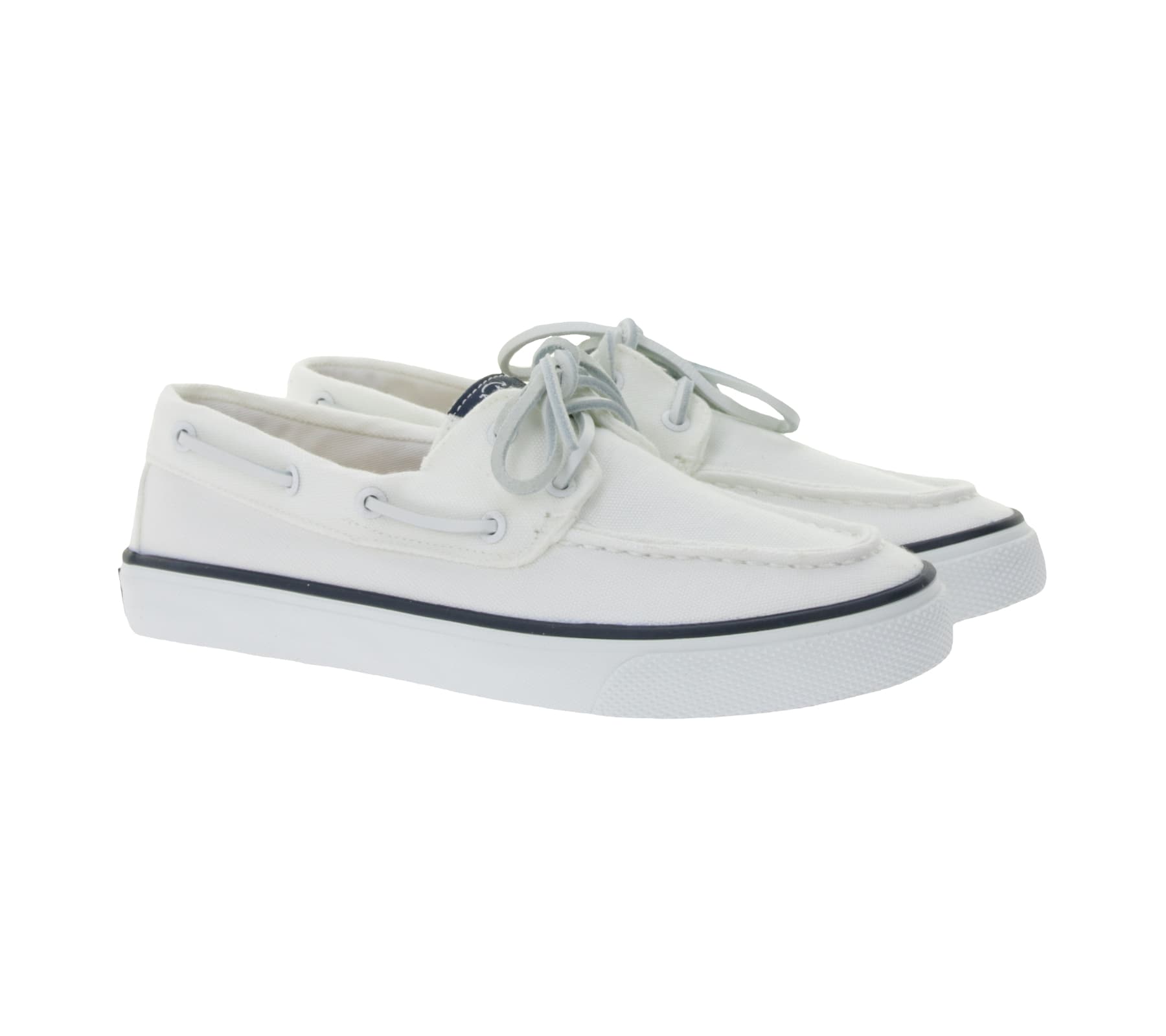 Chaussures bateau SPERRY Bahama 2.0 en toile, chaussures décontractées durables pour femme avec semelle à mémoire de forme, STS88709, blanches