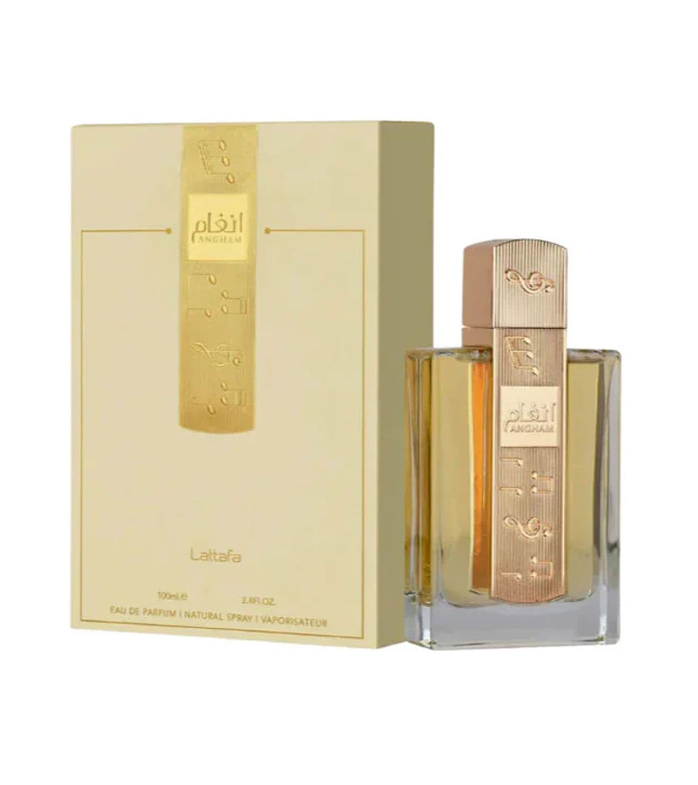 Angham Gold de Lattafa, Eau de Parfum Unisexe Intemporelle, un parfum élégant pour le corps, pour homme et femme, 100 ml Or