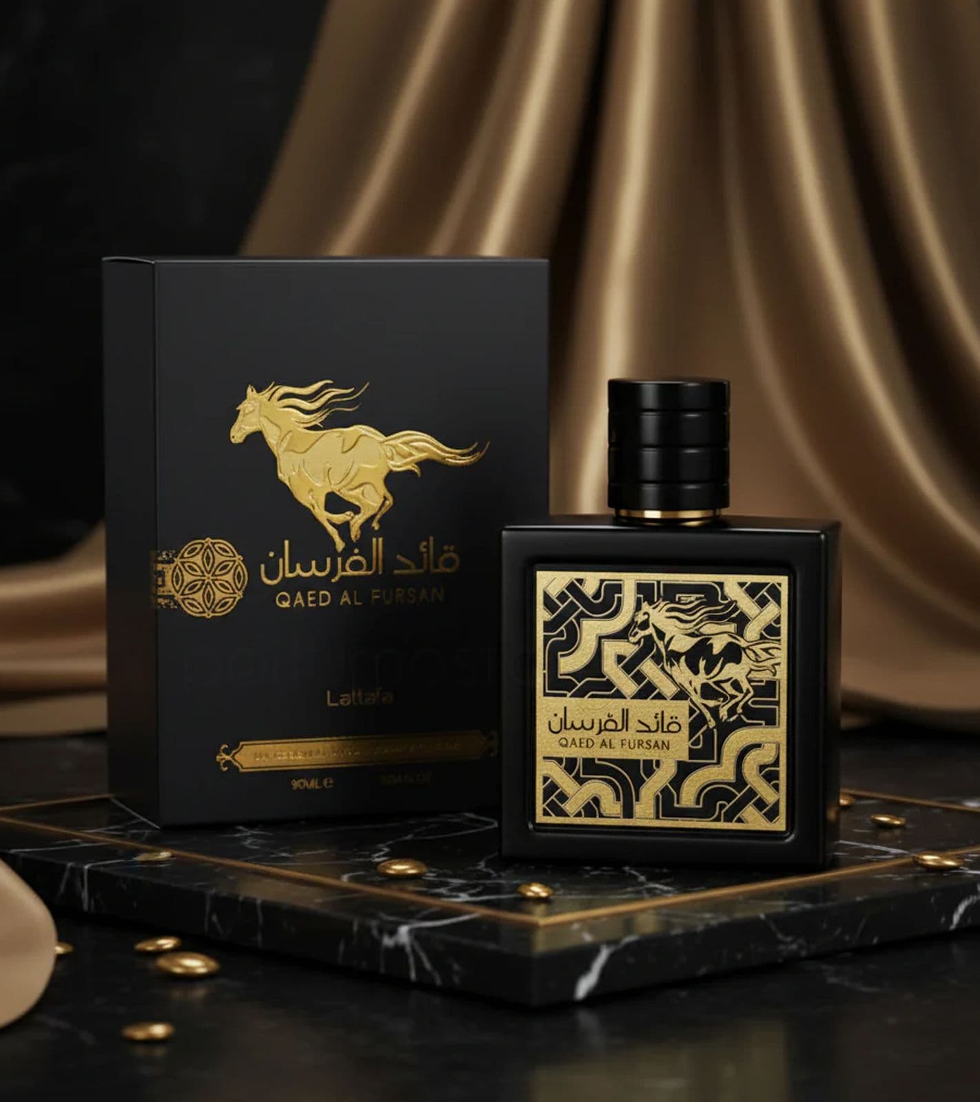 Lattafa Qaed Al Fursan Eau de Parfum Unisexe Orientale Intense 90ml Noir/Or