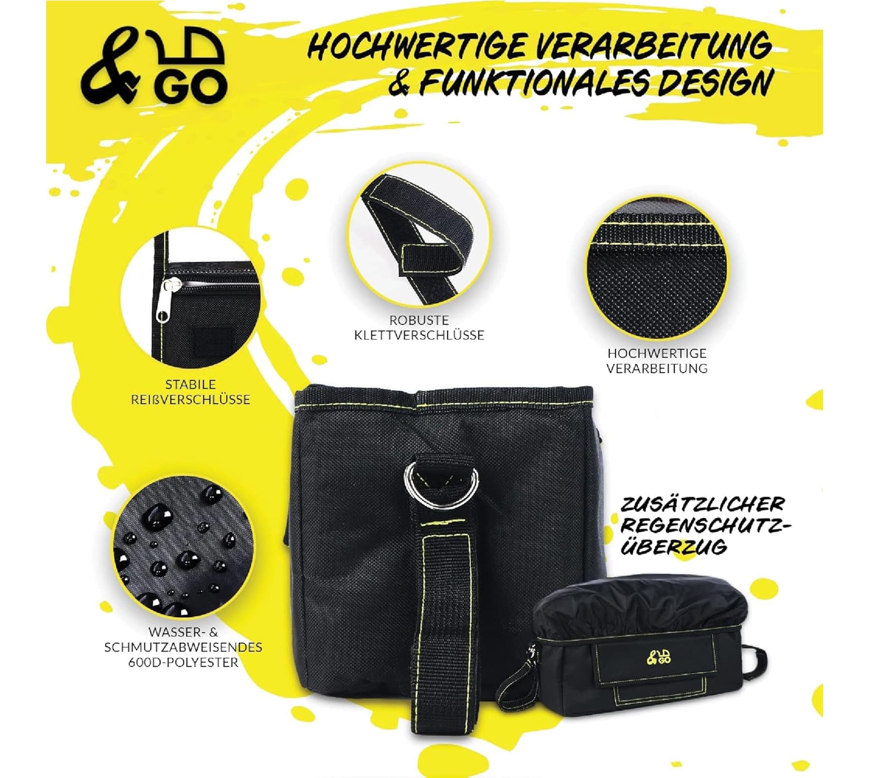 Organisateur de poussette &GO avec 5 matelas à langer, sac universel pour poussette avec poche transparente pour smartphone, housse de pluie, view 2