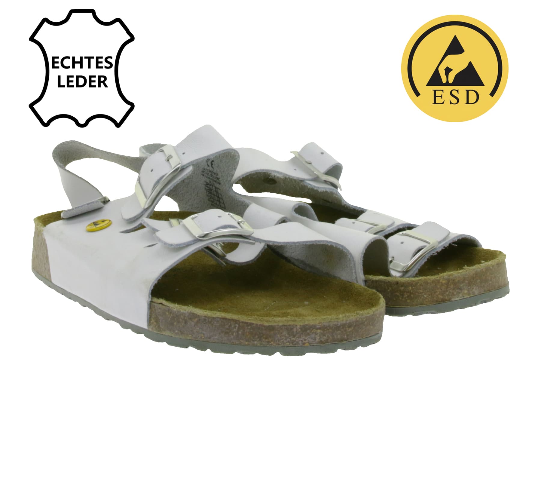 Sandales de travail antidérapantes HSM pour hommes et femmes, compatibles ESD, en cuir véritable avec classe de protection SRC, sabots, chaussures