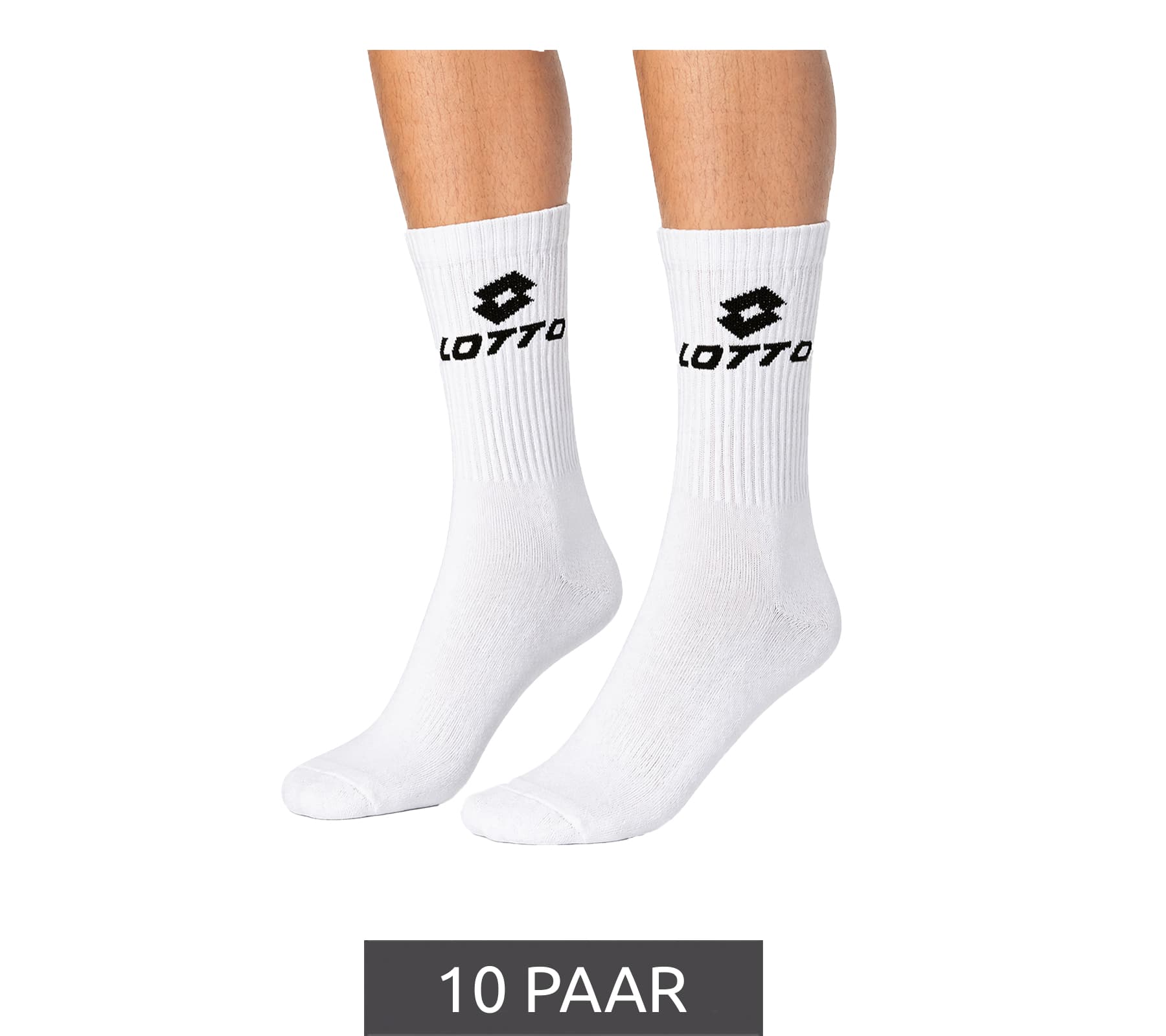 Lot de 10 paires de chaussettes de sport LOTTO pour homme et femme, chaussettes d'entraînement, chaussettes de tennis, chaussettes en coton, blanches