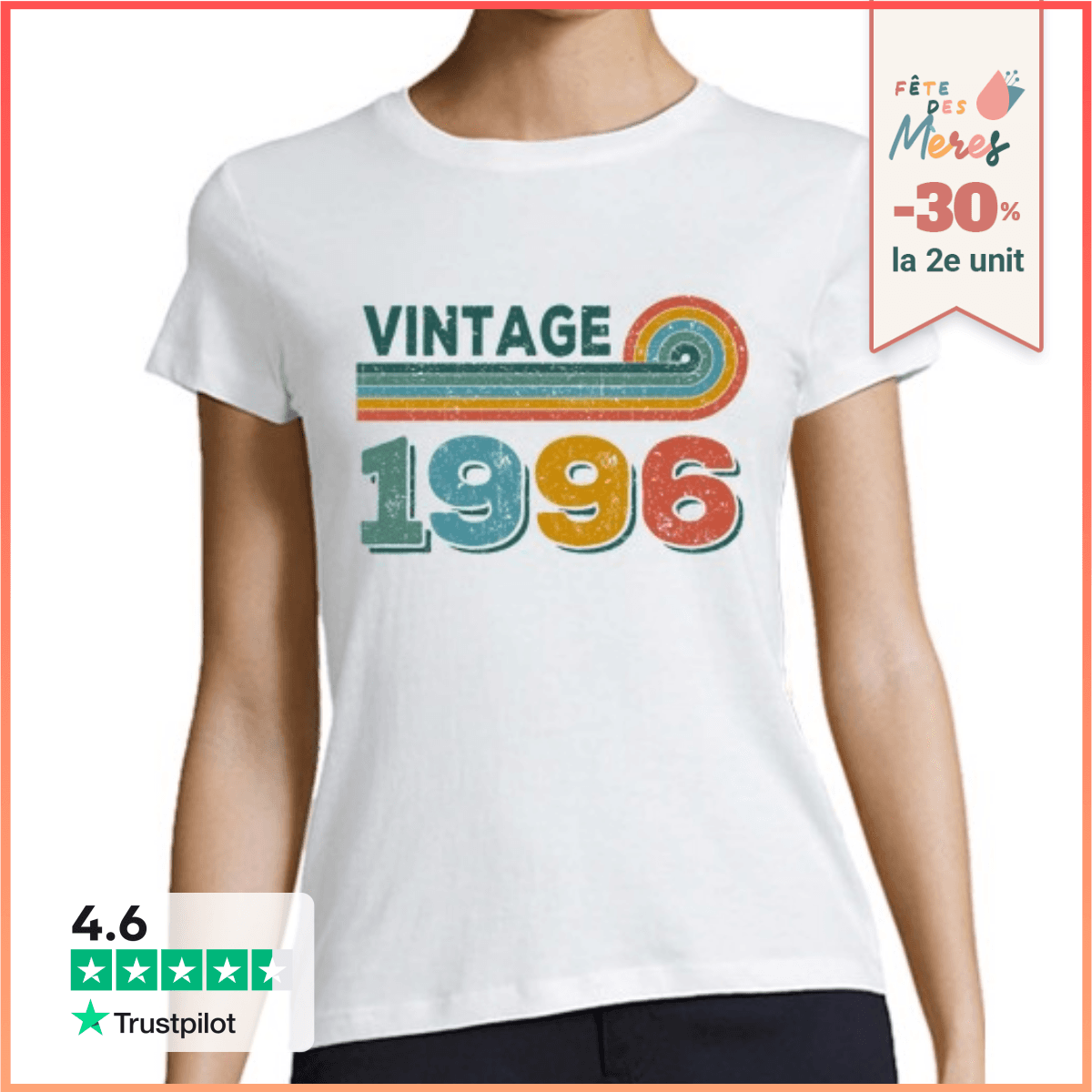 Tee Shirt Femme Classique Manches Courtes anniversaire 1996 - millésime 1996