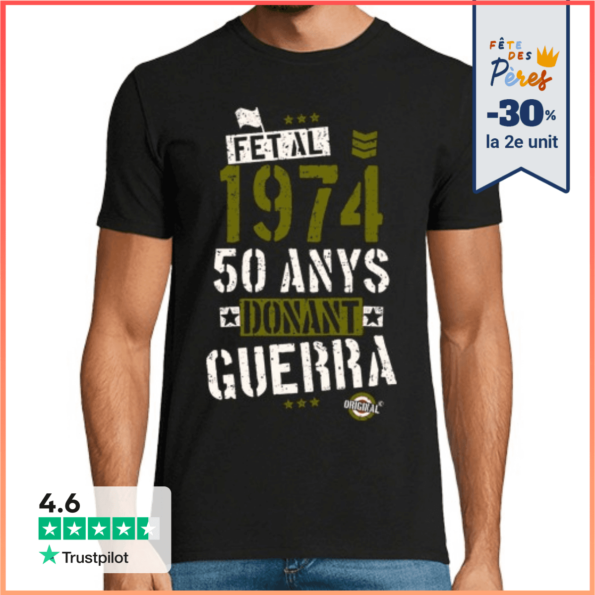 Tee Shirt Homme Manche Courte 1974 50 ans de guerre des donateurs