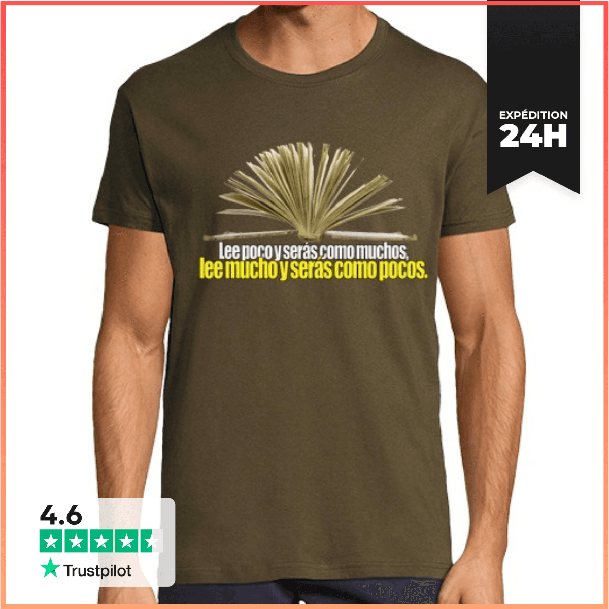 Tee Shirt Homme Manche Courte lire beaucoup