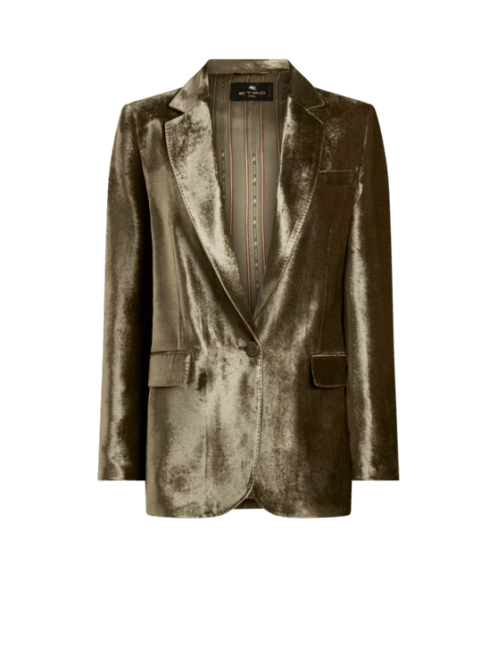 Etro, Veste En Velours, Femme, Vert, Taille 48