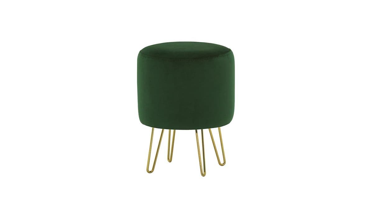 Petit pouf rond avec pieds métalliques Flair, vert foncé - Velluto 10