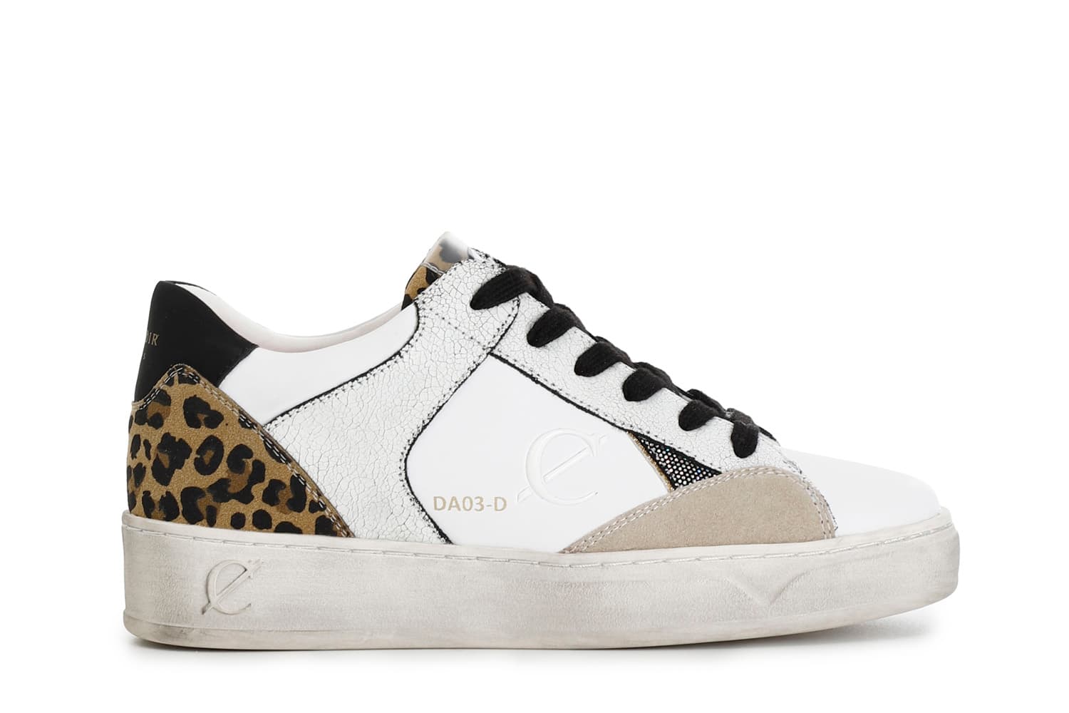 baskets pour femmes en cuir et daim avec empiècements effet métallisé spotted white 35