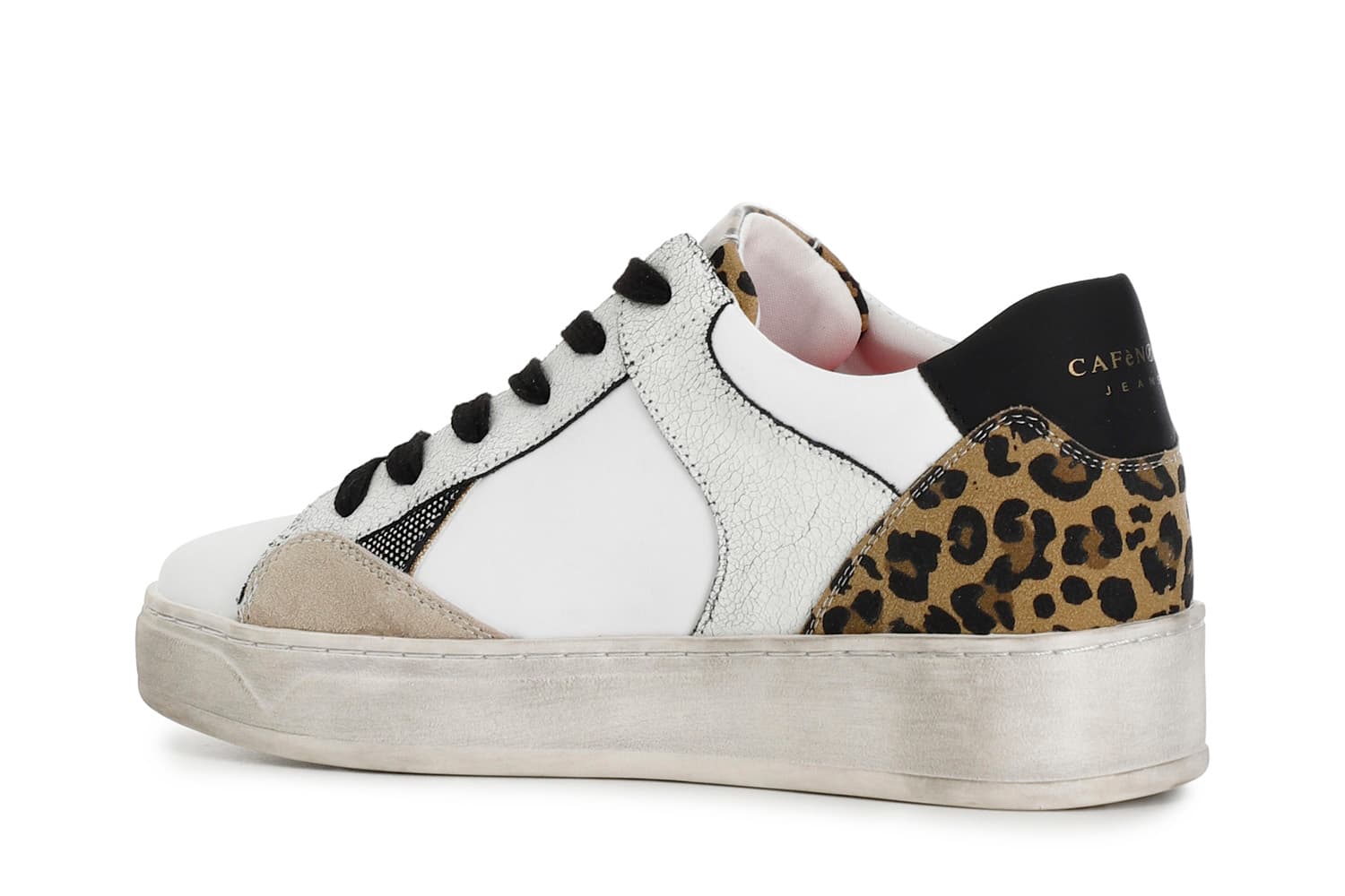 baskets pour femmes en cuir et daim avec empiècements effet métallisé spotted white 35 view 2