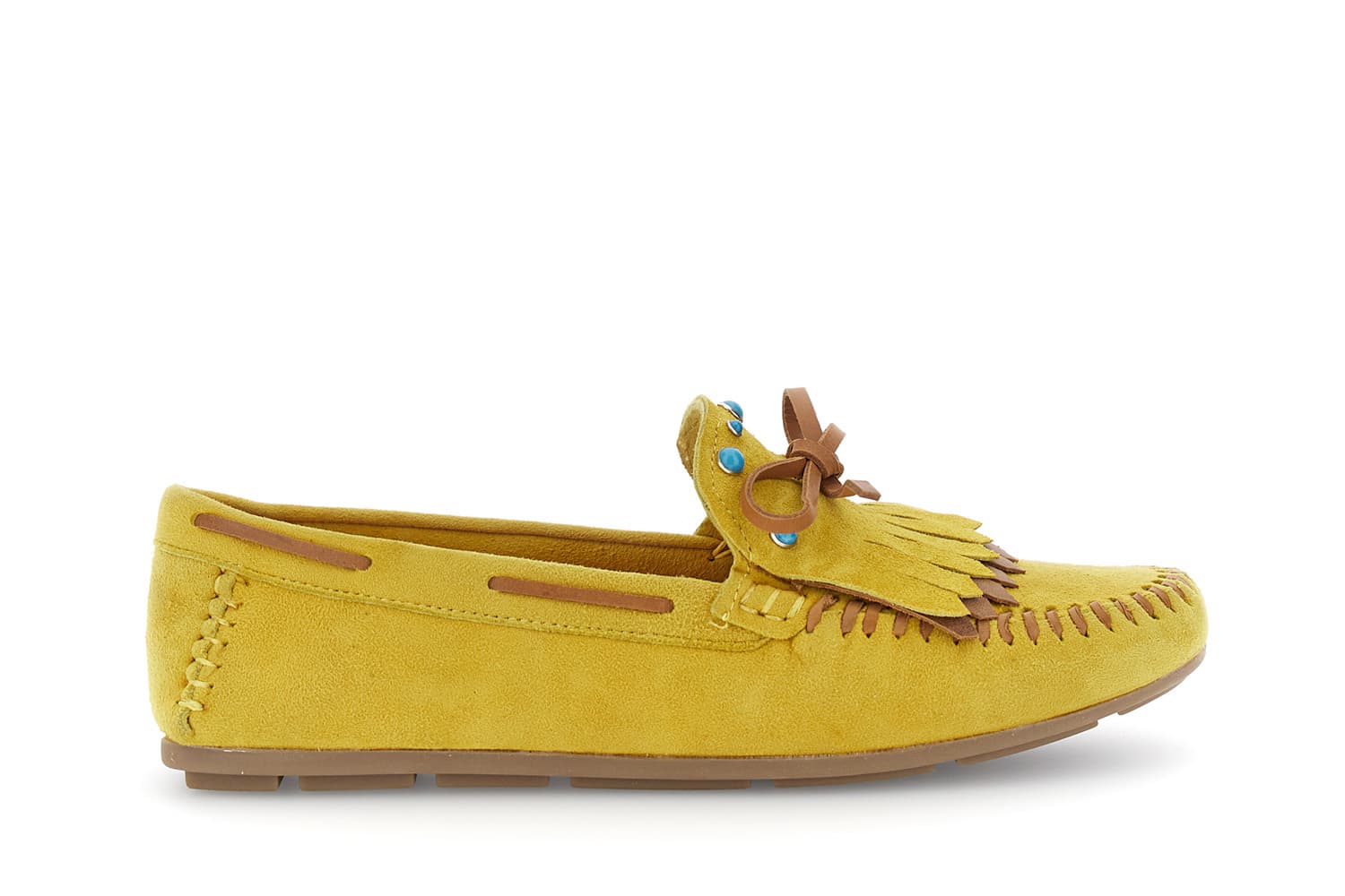 mocassins en daim à franges yellow 35
