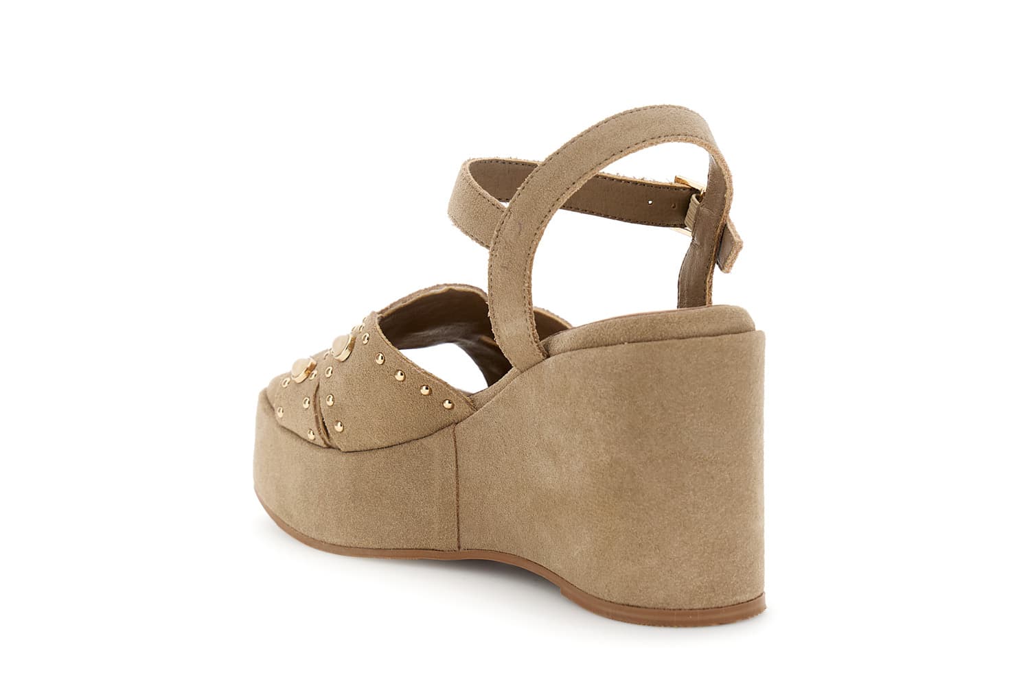 sandales compensées en daim gilda avec clous et cabochons sand 38 view 2
