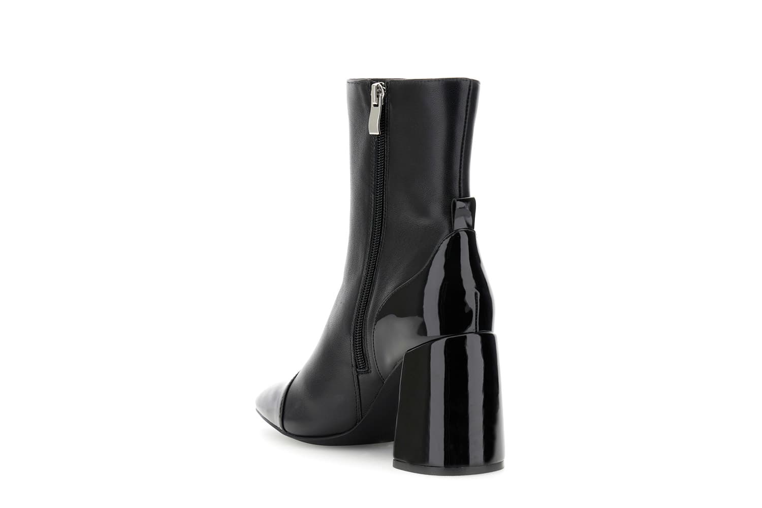 bottines en cuir avec empiècements en cuir verni black view 2