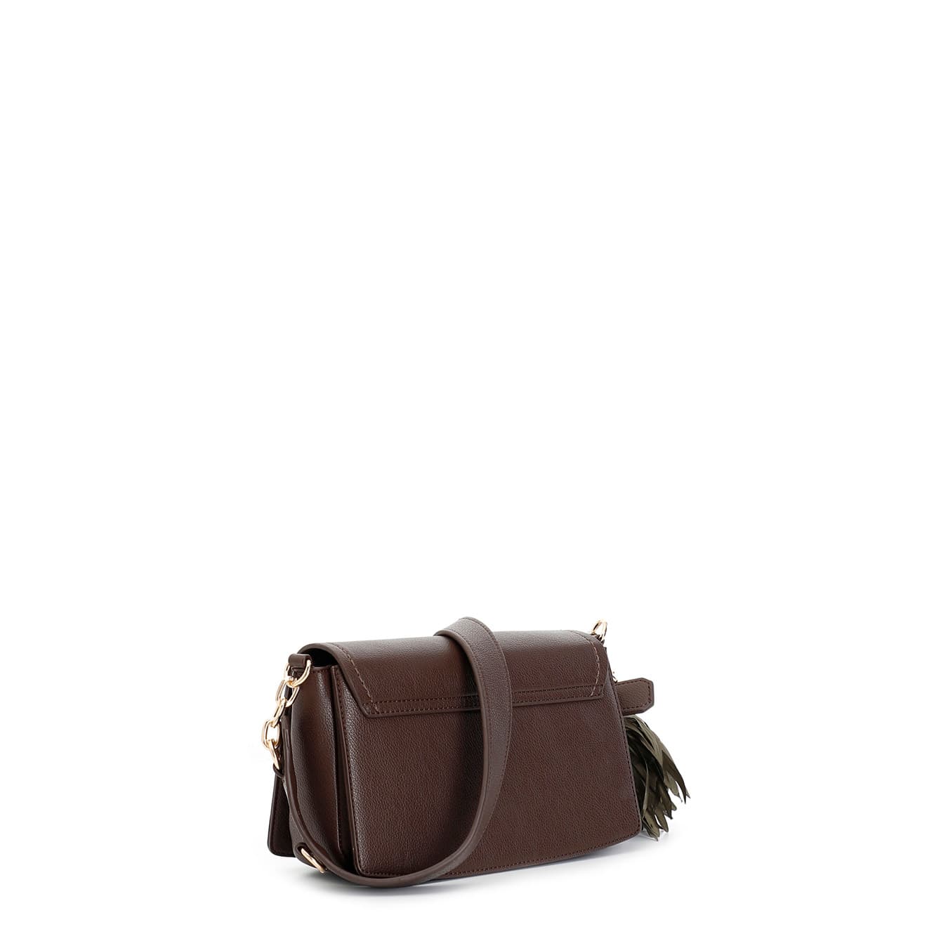 rabat avec grande breloque fleur en tissu, poignée avec boucle régulière dark brown taglia unica view 2