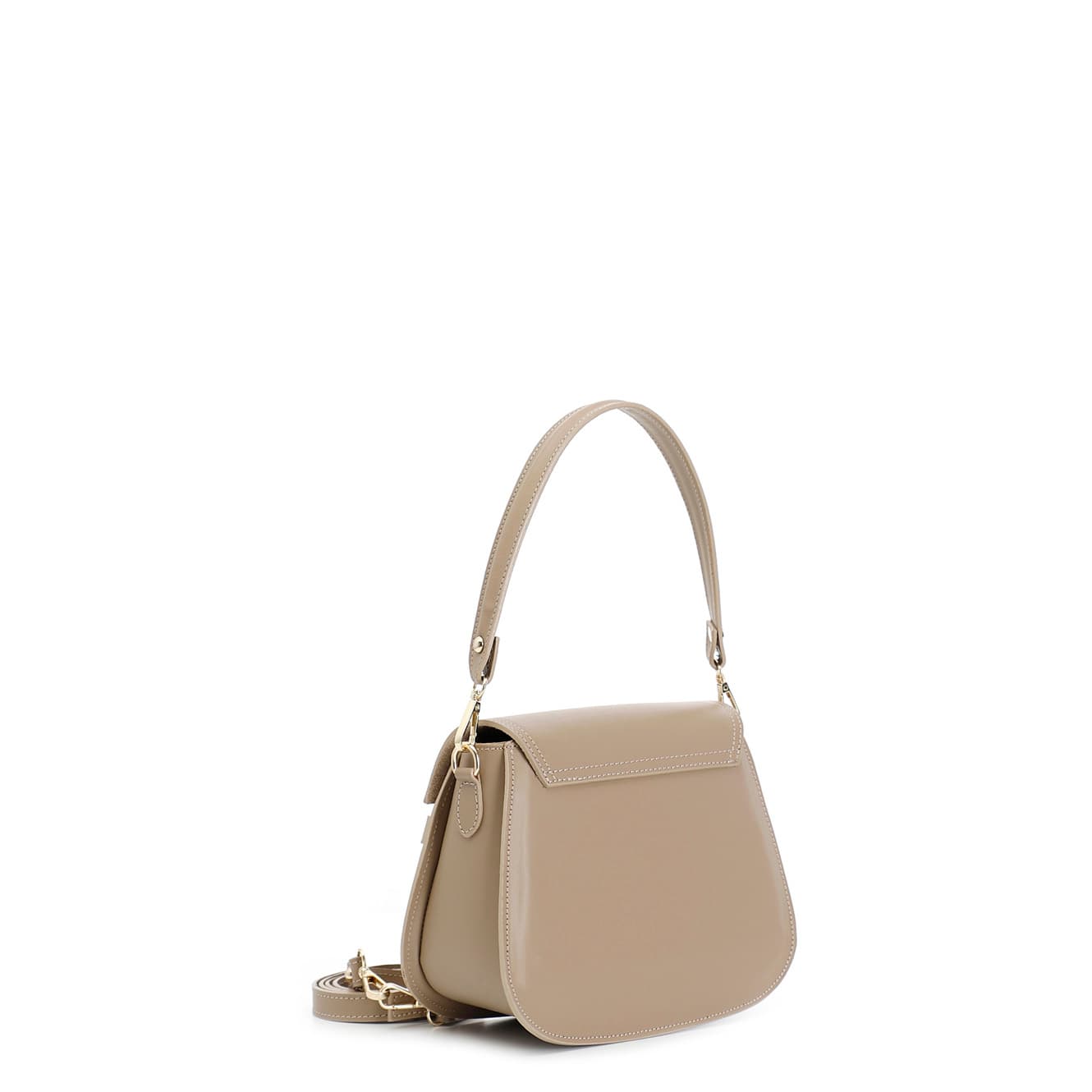 rabat en cuir avec bandoulière courte, boucle avec inscription taupe taglia unica view 2