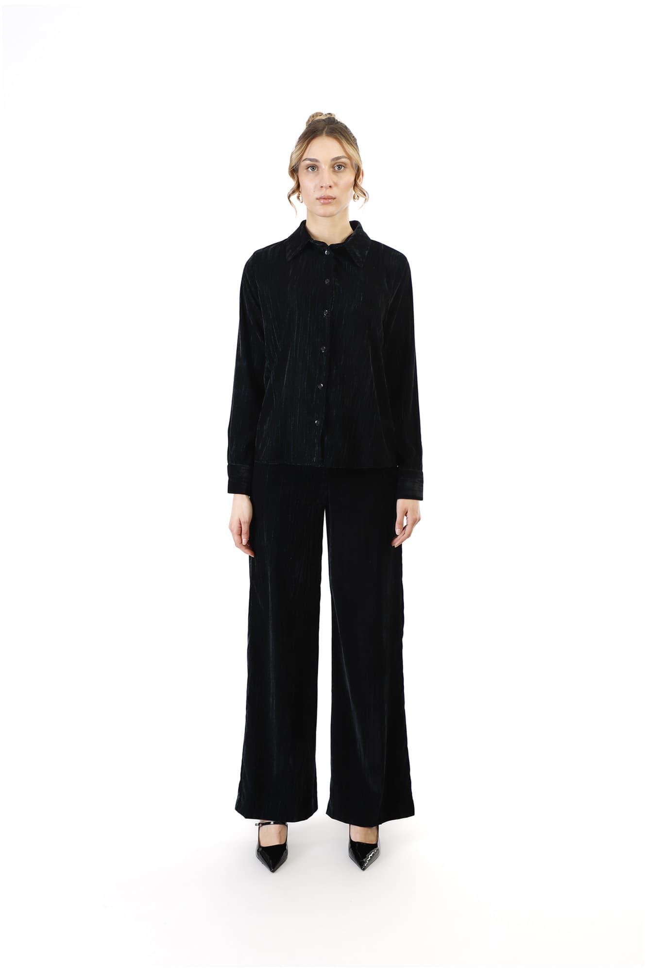 chemise en velours irisé petrolium xl