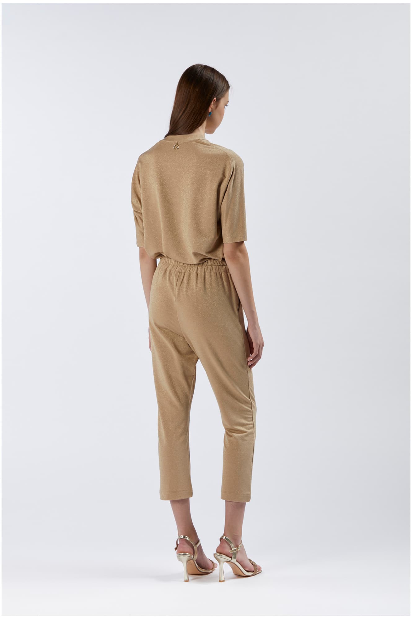 pantalon jogger en tissu lurex light gold m view 2