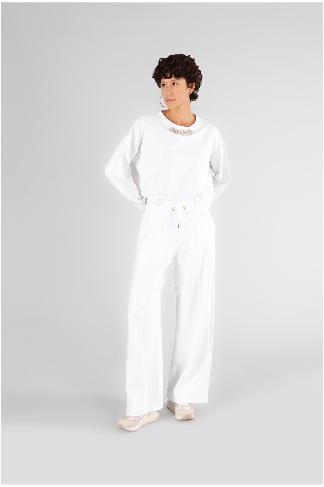 pantalon palazzo en molleton white m