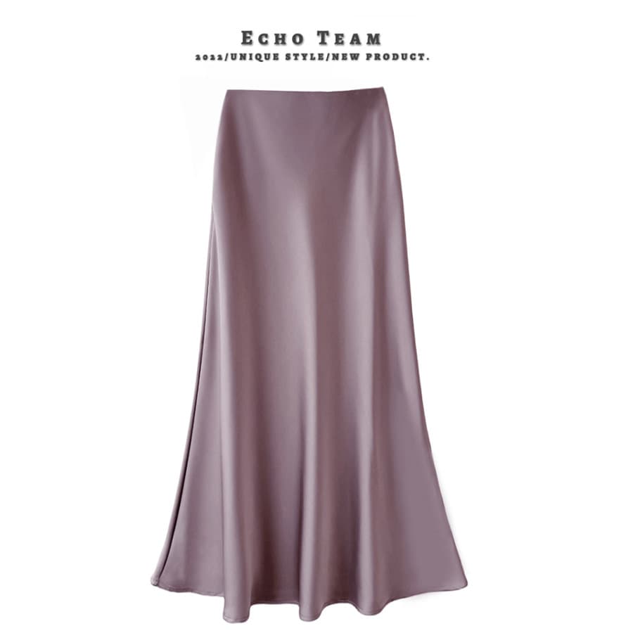 High waist slim mid-length satin acetate silky skirt  new hip-wrapped fishtail A-line long skirt