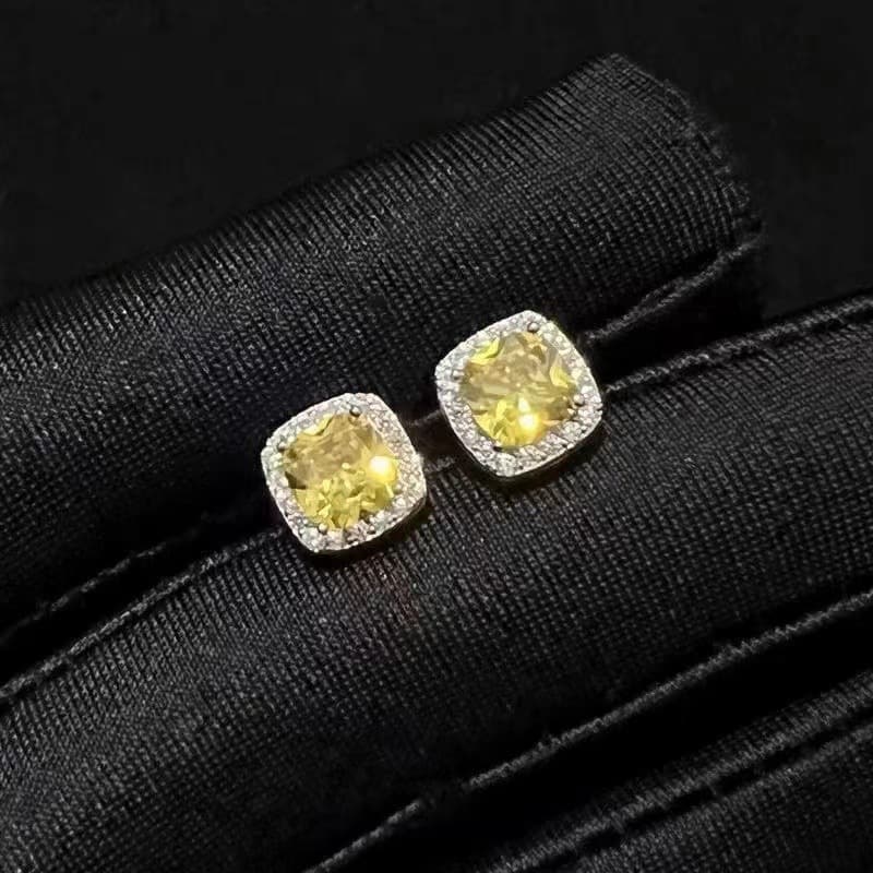 Boucles d'oreilles de style américain pour hommes, diamant jaune, zircon, sucre de roche pour hommes, tendance hip-hop, boucles d'oreilles haut de g