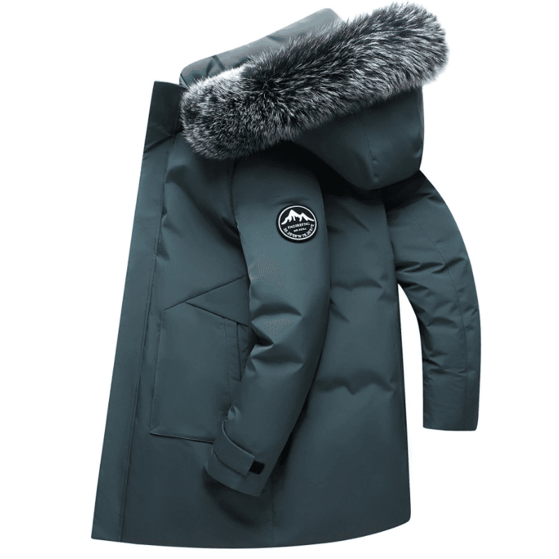Down mid-length 2022 new hooded large fur collar fashionable winter thickened men's jacket trendy men