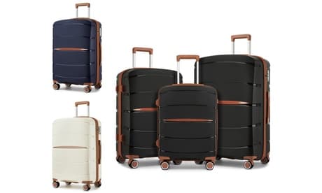 Valise rigide résistante aux chocs et aux rayures : 1 valise / 20 pouces / Crème-Marron