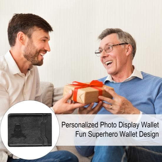 Portefeuille Superhero Face ID Porte-cartes Super-héros 3 emplacements Porte-carte d'identité Cadeau d'anniversaire pour Papa Mari Petit ami noir