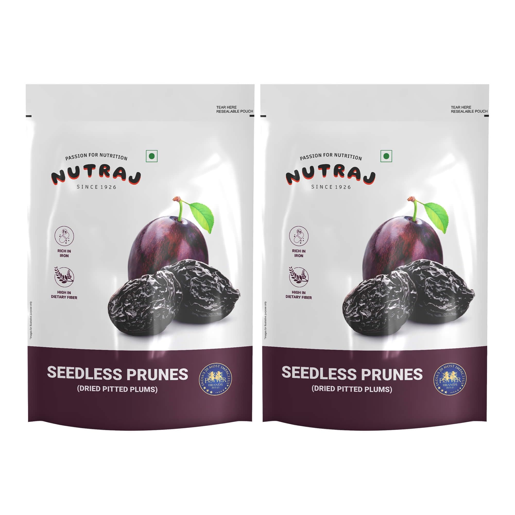 Pruneaux de Californie Nutraj Dénoyautés (Sans pépins) 400 grammes (200 G X 2) Pochette|Prunes|Aalobukhaara|Fruits Secs Mixtes|Noix|Articles