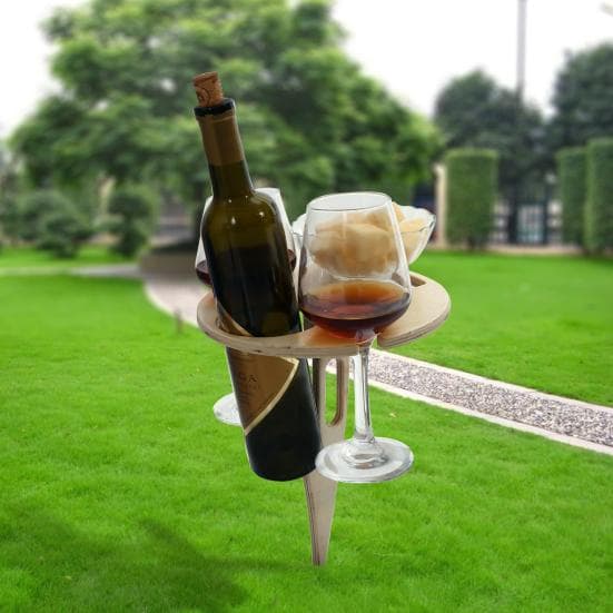 Table à vin portable pour événements en plein air Pliable Table en bois porte-bouteilles Napperon de pique-nique Table de camping pour jardin