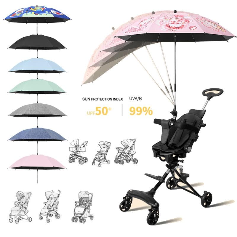 Parasol universel pour bébé, pare-soleil/pluie, auvent pour Buggy, poussette, landau UPF50 + rose clair