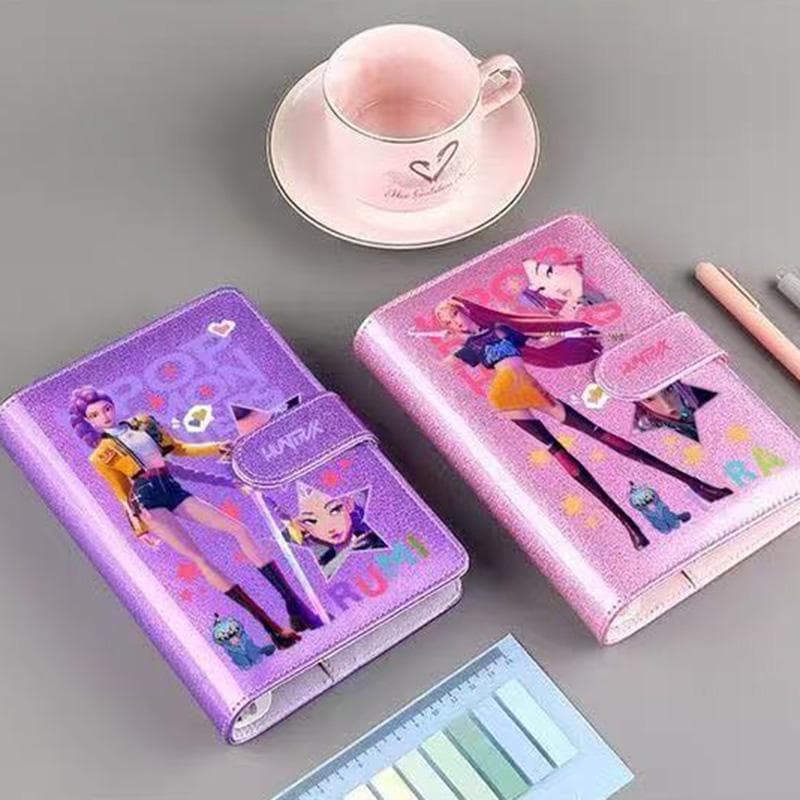Kpop Hunters Cahier Laser Journal Étudiant Couverture Rigide Feuilles Mobiles Dessin Animé Anime violet