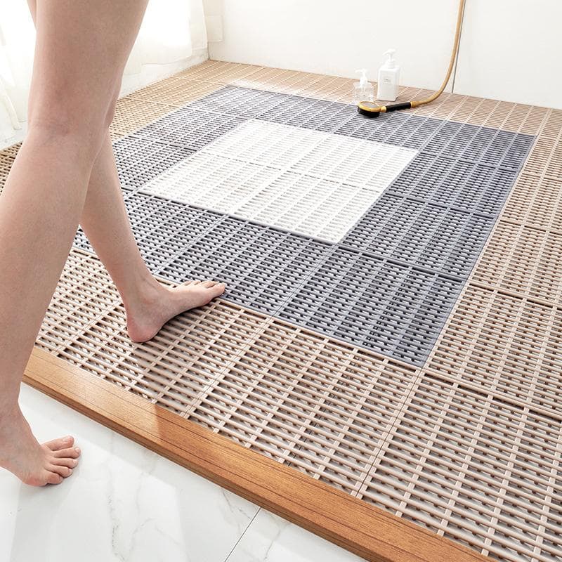 Tapis antidérapant de couleur unie pour salle de bain, toilettes, douche, 30 x 30 cm gris