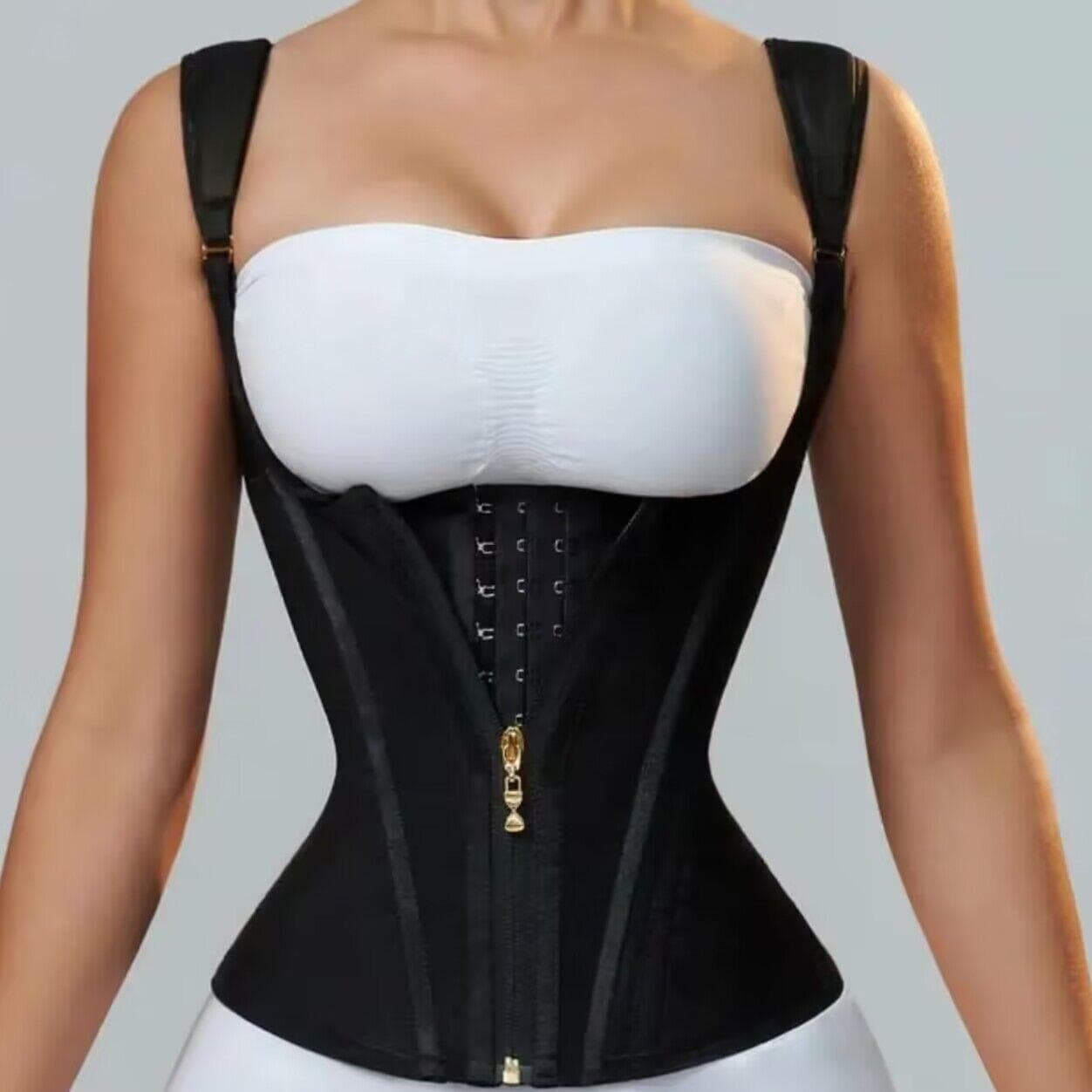 Fajas Colombiennes Body Shaper Shapewear Femmes Gilet Double Compression Entraîneur de Taille Corset Fermeture Éclair cm beige