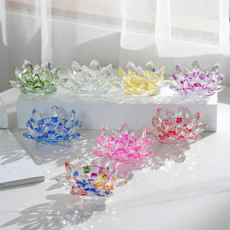 Bougeoir Lotus en Cristal Base d'Aromathérapie Bougeoir Fleur en Cristal Transparent Décoration de Mariage Candelabres
