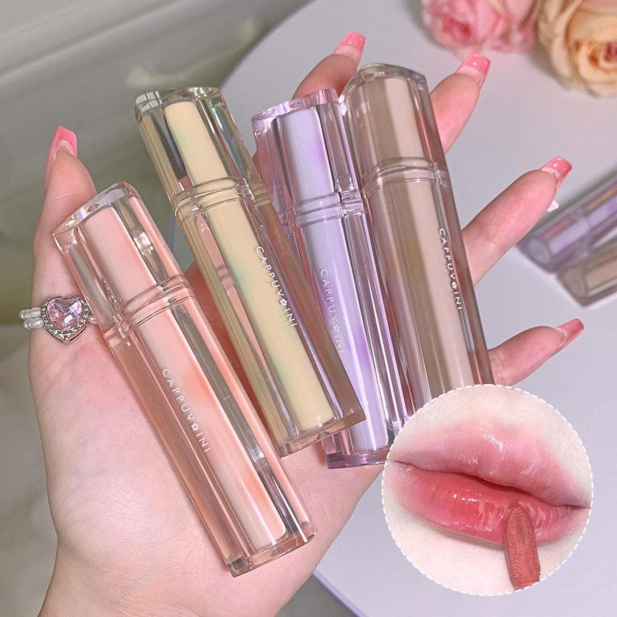 CAPPUVINI Crystal Mirror Lip Gloss Nude Lip Tint Longue Tenue