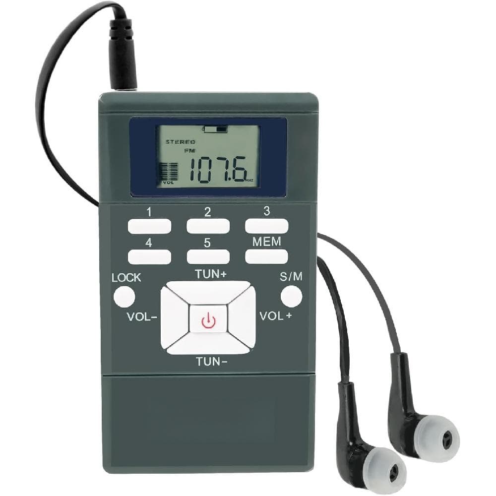 Récepteur radio FM de poche, mini radio stéréo personnelle alimentée par batterie AAA avec écouteurs et clé de verrouillage pour la marche, le