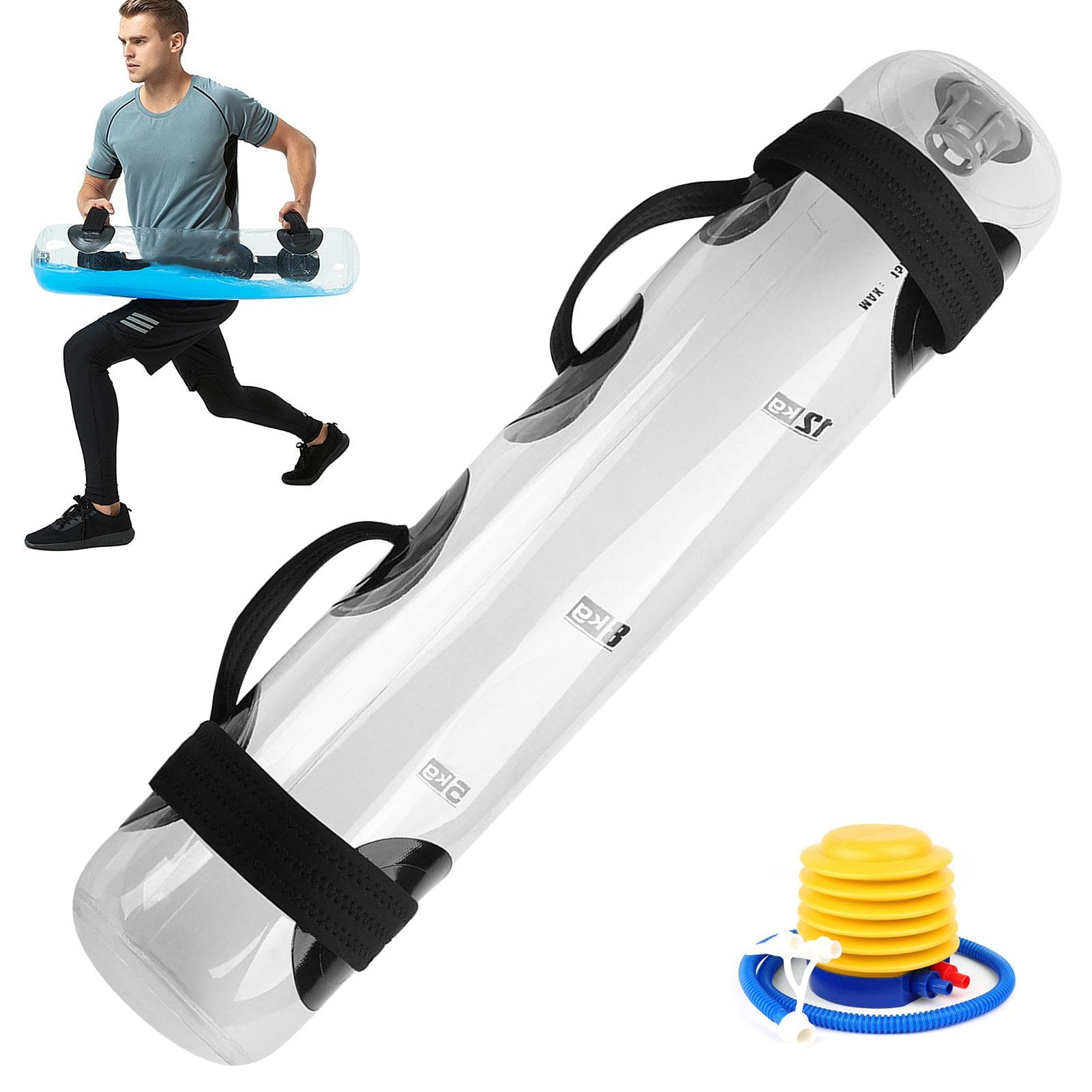 Sac d'eau Aqua 15kg /33lb, sac de musculation pour entraînement physique, renforcement musculaire transparent