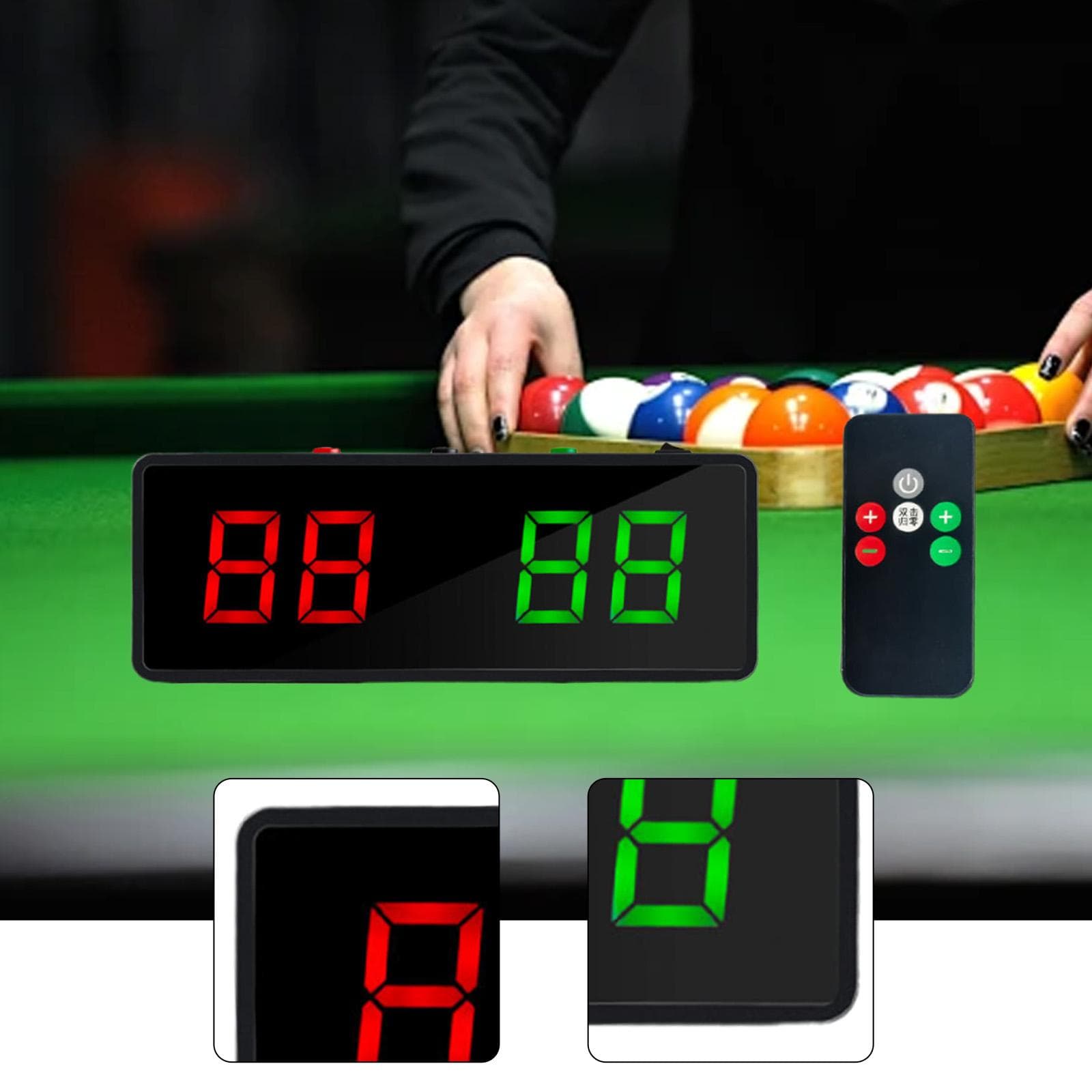 Tableau de score électronique pour billard Tableau de score numérique Robuste 26x9.5x3cm pour jeux d'intérieur Gardien de score polyvalent avec