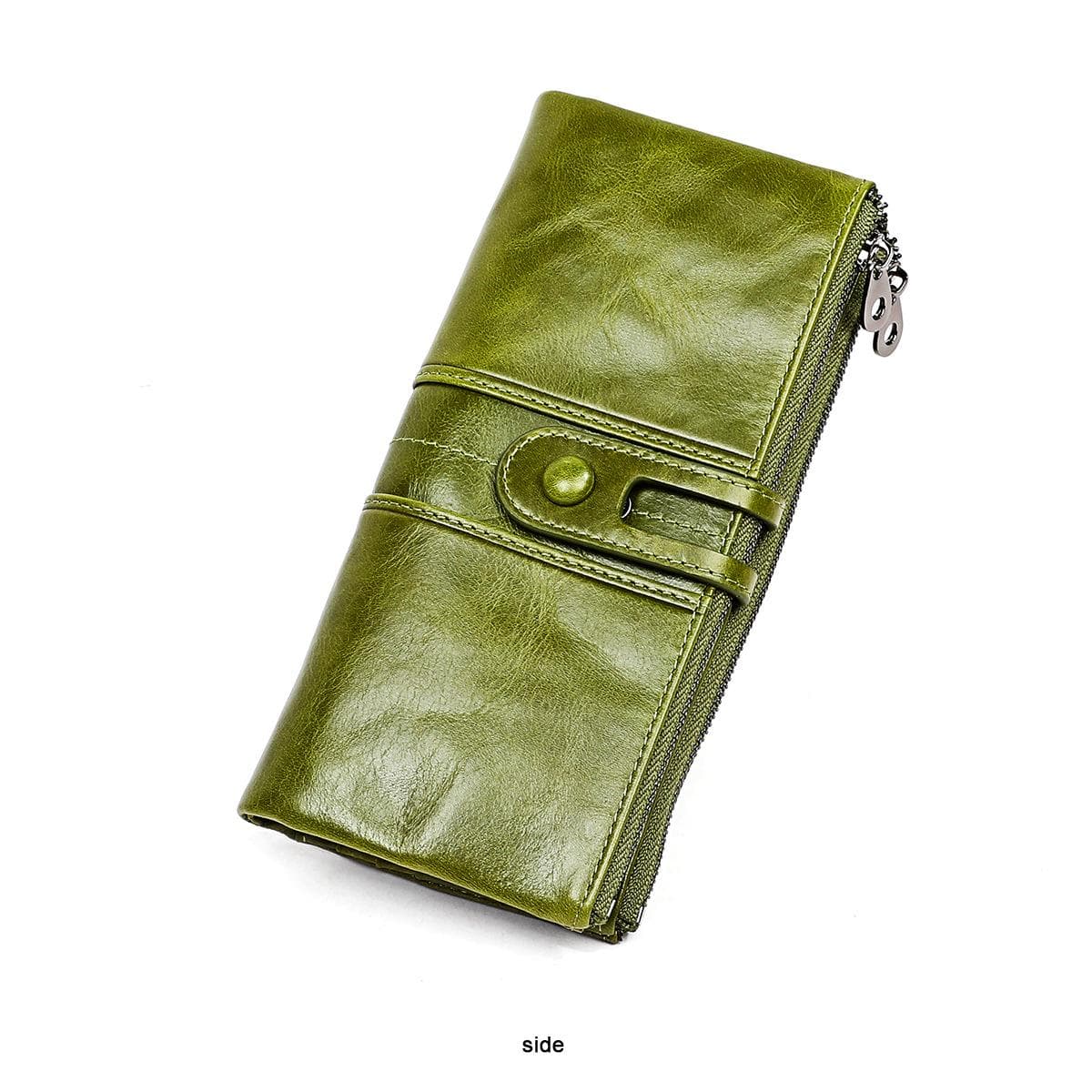 Portefeuille Tri-fold en Cuir Véritable RFID pour Dames bleu