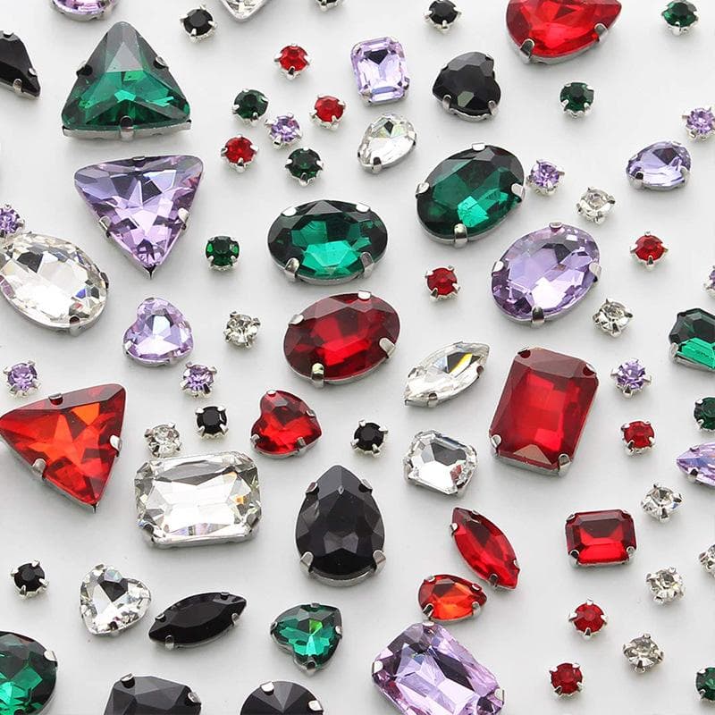 Lot de 100 strass mixtes à griffes pour verre, cristal, couture, accessoires de vêtements, accessoires de mariage, strass à coudre sur perles